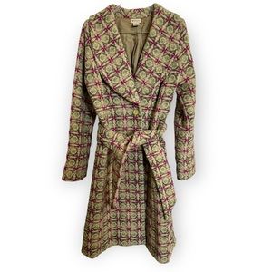 Anthropologie Belted Tapestry Trench Coat Size 12